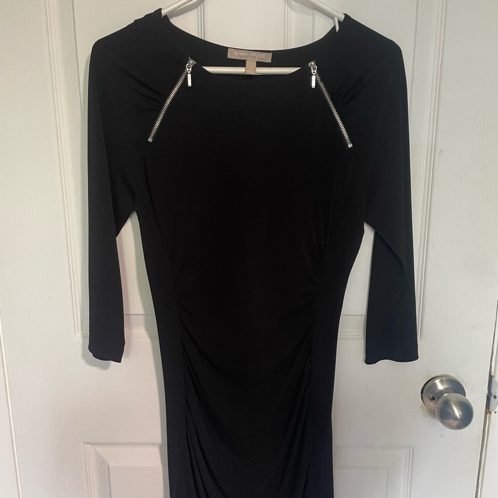Banana Republic Black Asymmetrical Neckline Sheath Dress